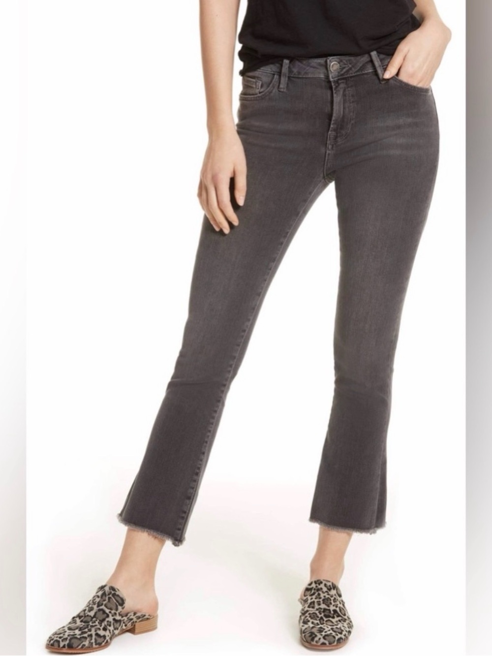 Free People Women's Gray Cropped Flare Jeans